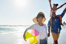 A family enjoys a beach on the Grand Strand