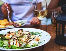 Fresh food at the table of an outdoor restaurant